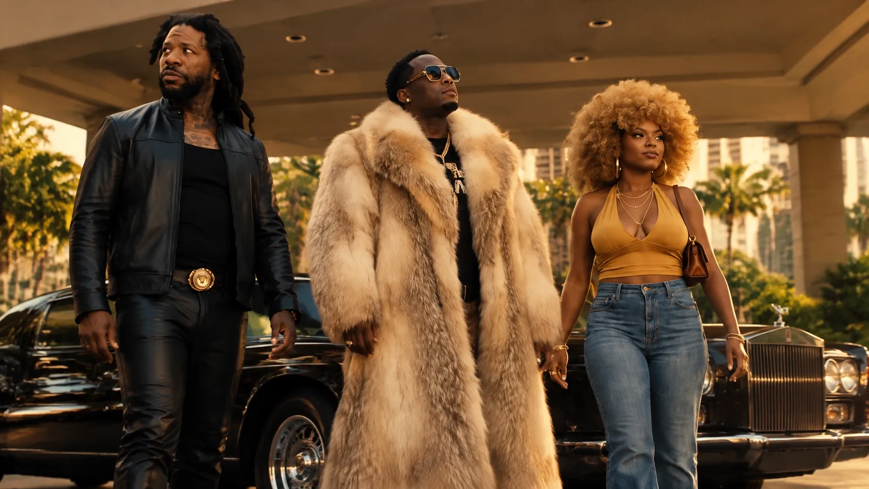 The Pimpin Not Eazy cast walking together in a warm, cinematic scene